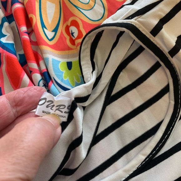 Sleeveless maxi dress B/W stripe & floral print.XL - Picture 6 of 10